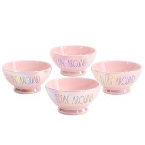 NEW Rae Dunn PINK Iridescent ELFIN AROUND Ceramic Bowl SET OF 4 Cereal Icecream